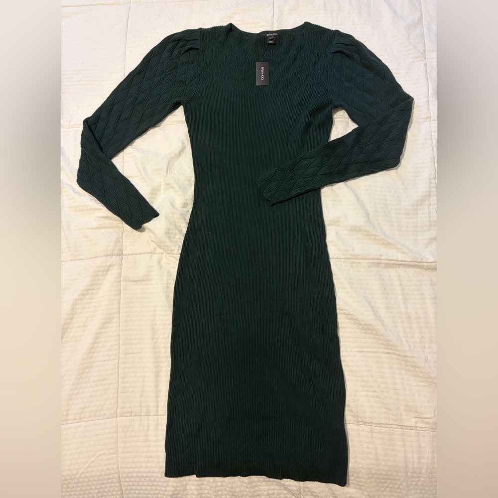 NWT RW&CO. Green Textured Sweater Dress